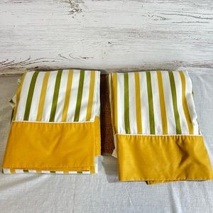 Vintage sheets cannon Monticello full flat green yellow stripe bedding retro